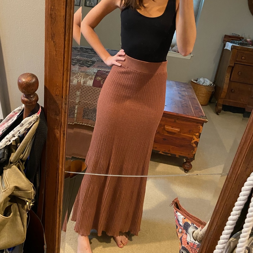 Free People dark amber colored long skirt